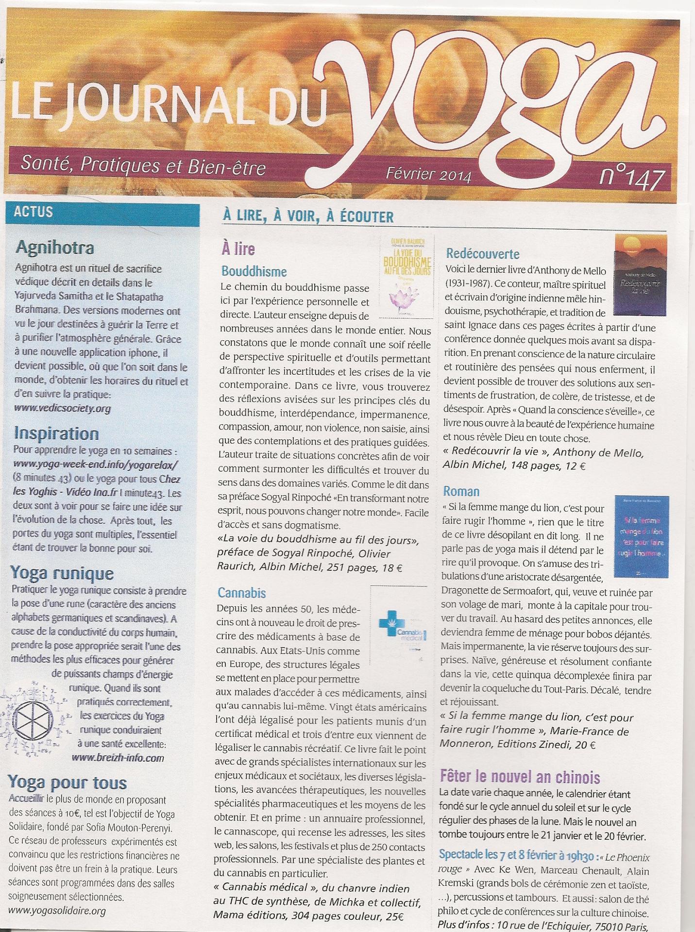 Le Journal du Yoga Février 2014