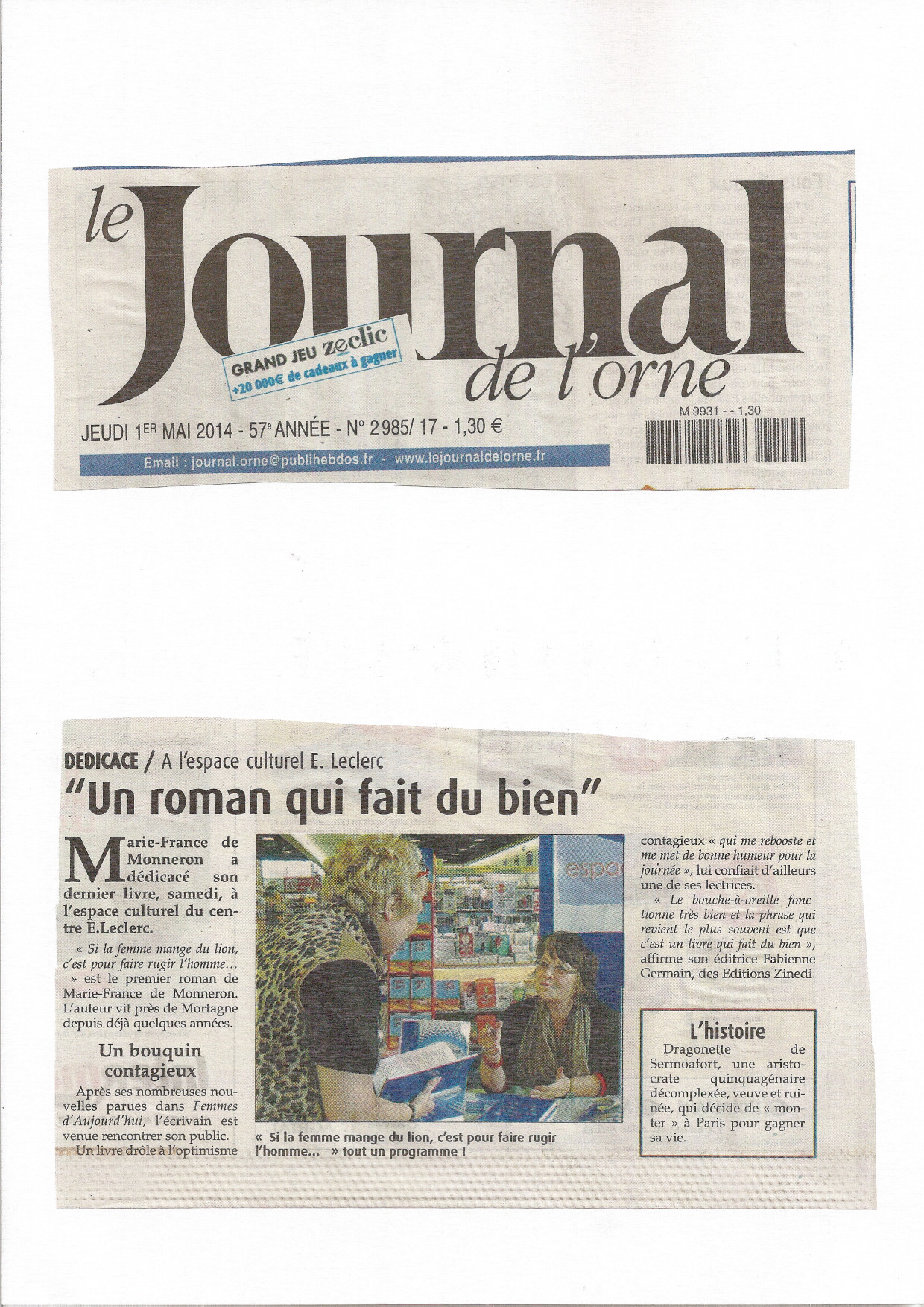 Journal de l'Orne 1er mai 2014